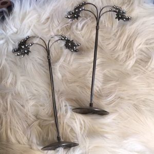 2 Silver Jewelry Tree Stands/Holders